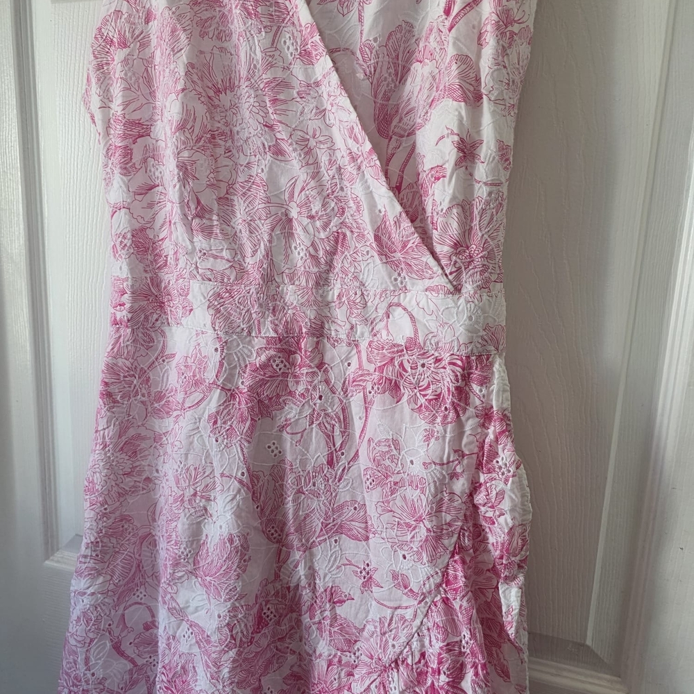 Charter Club Pink Floral Asymmetrical Wrap Dress - Picture 7 of 10